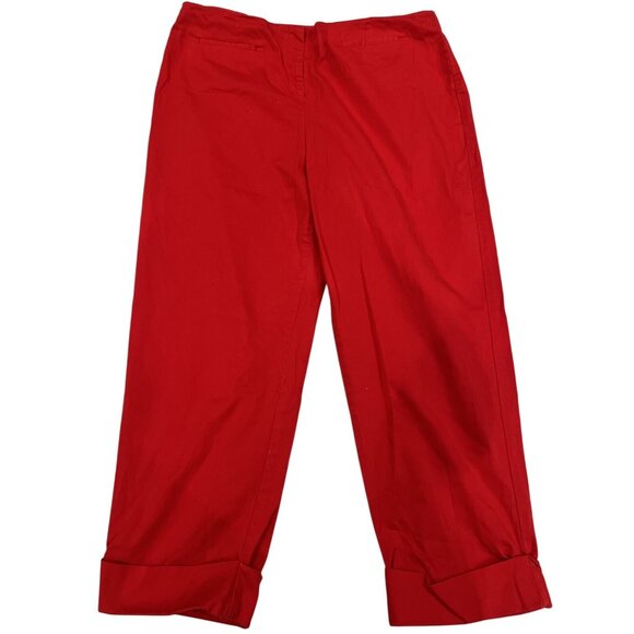 Requirements Red Cuffed Capri Pants Size 10 - Picture 1 of 9